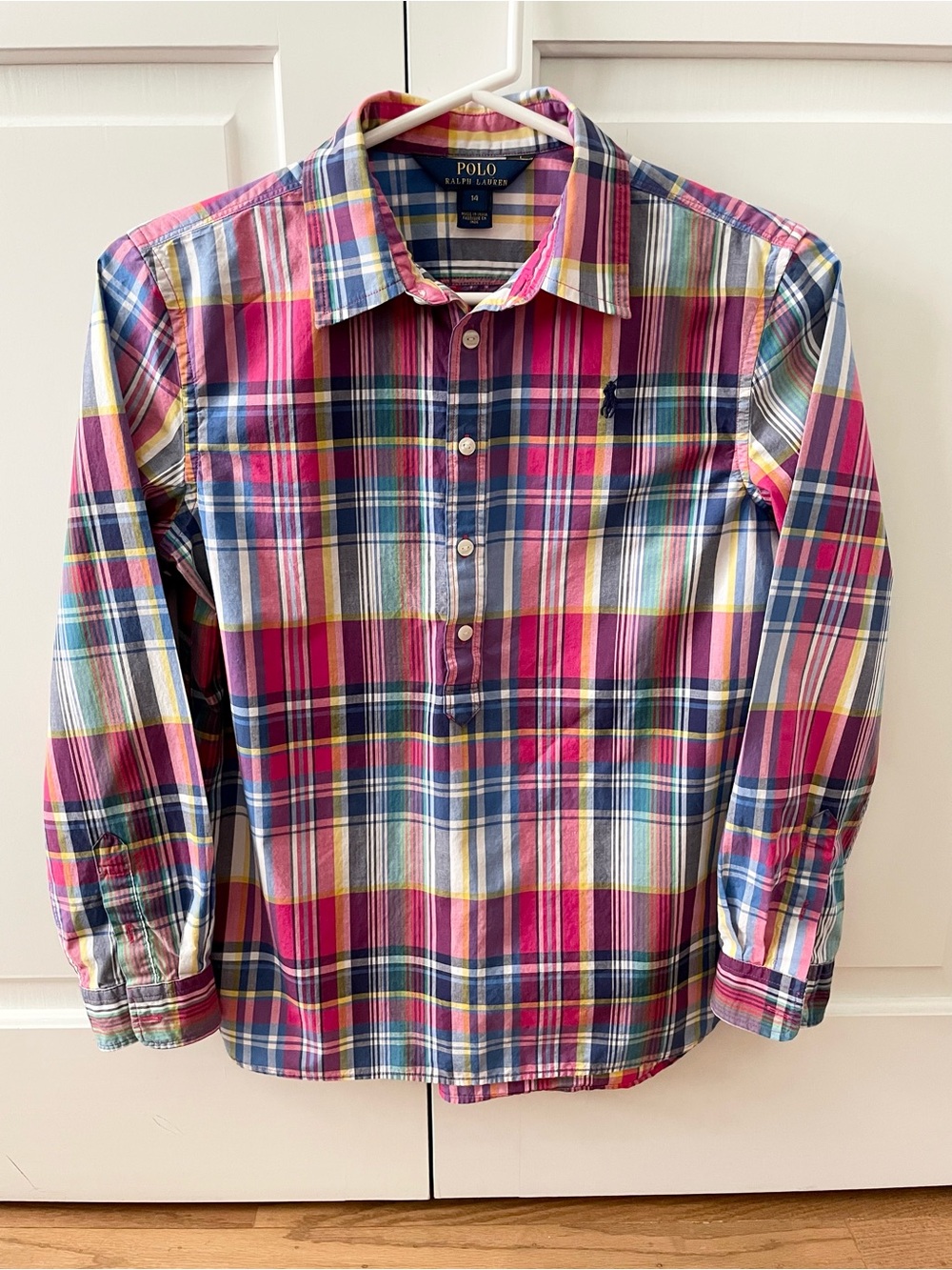 Polo by Ralph Lauren Plaid Half Button-down Shirt Youth Size 14